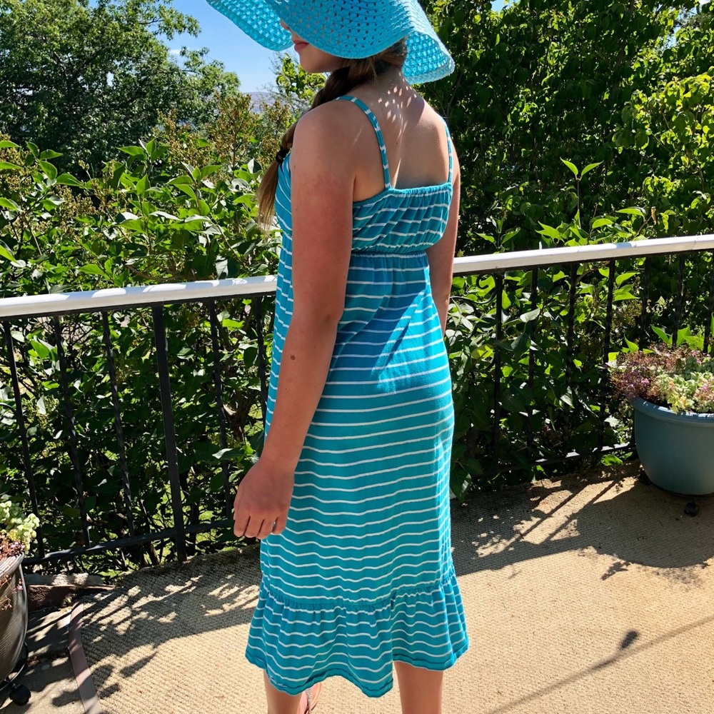 Summer Blue and White Stripe Sun Dress - Picture 3 of 5
